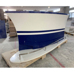 Corian Solid Surface White and Blue Boat Bar Counter for Restaurant Bars
