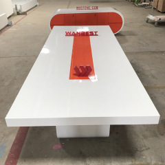 In Stock Design White and Orange Conference Table Office Furniture