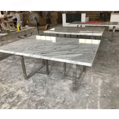 Faux Stone Standard Size Conference Table Stainless Steel Base
