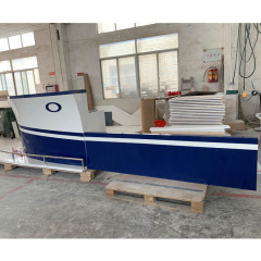 Corian Solid Surface White and Blue Boat Bar Counter for Restaurant Bars