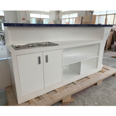 Corian Solid Surface White and Blue Boat Bar Counter for Restaurant Bars