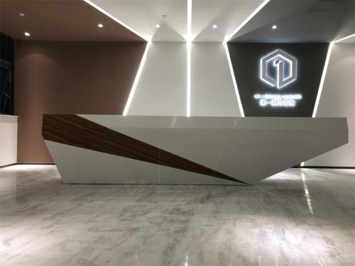Hongkong LED Office Showroom Reception Desk Modern Front Desk Table Price