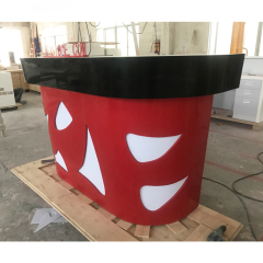 Small Size Red and Black Transparent Bar Counter for Cafe Shop