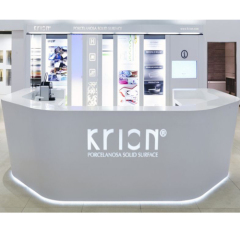LED Logo Reception Counter Krion Stone Reception Desk Display