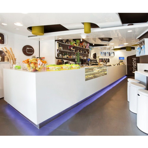 I Shape White Marble Food Bar Counter Salon Night Club Bar Stools