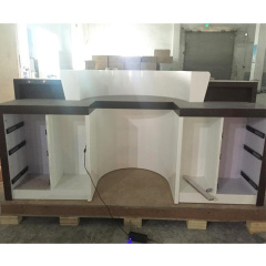 Commercial Food Glass Counter Design Led Artificial Stone Cafe Bar Counter