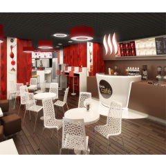 Commercial Food Glass Counter Design Led Artificial Stone Cafe Bar Counter