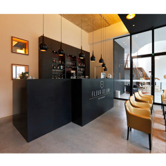 Transparent Waterproof Stone Bar Counter Black Front Table Design