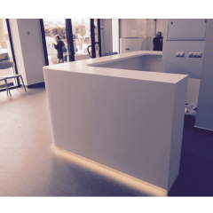 Factory Direct Price Green Material Led White Reception Desk L Shape