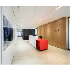 Luxury Commercial Long Hospital Office Large Reception Desk Red Color