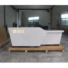Exclusive Bank Reception Desk with Black Stainless Steel Base