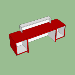 Luxury Commercial Long Hospital Office Large Reception Desk Red Color