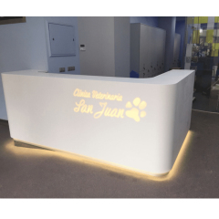 Factory Direct Price Green Material Led White Reception Desk L Shape