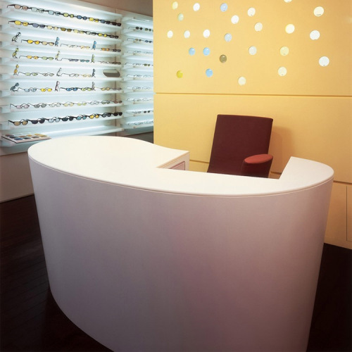 Artificial Marble White Color Curved Small Office Reception Desk