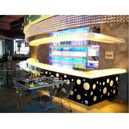 Marble-Patern Bar Counter Translucent Artificial Stone Welcome LED Bar Counter
