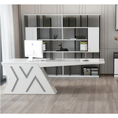 Modern Luxury Design White Stoving Varnish Led Office Table Office Desk