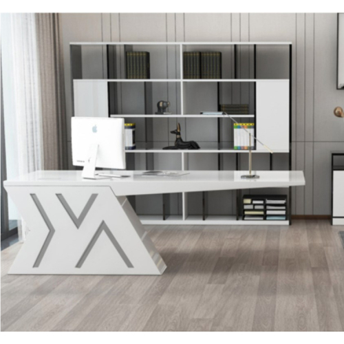 Modern Luxury Design White Stoving Varnish Led Office Table Office Desk
