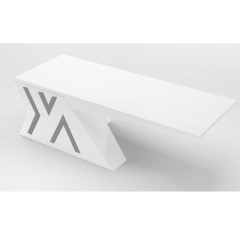 Modern Luxury Design White Stoving Varnish Led Office Table Office Desk
