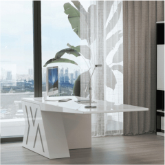 Modern Luxury Design White Stoving Varnish Led Office Table Office Desk