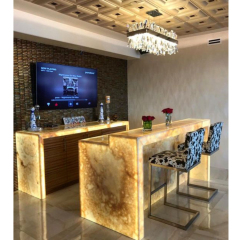 Agate Translucent Stone Bar Table and Chairs RGB Led Bar Counter Display