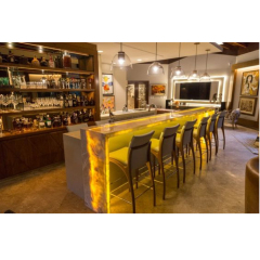 Agate Translucent Stone Bar Table and Chairs RGB Led Bar Counter Display