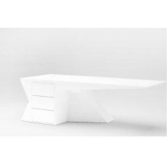 Modern Luxury Design White Stoving Varnish Led Office Table Office Desk