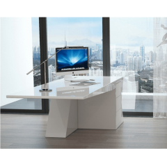 Modern Luxury Design White Stoving Varnish Led Office Table Office Desk