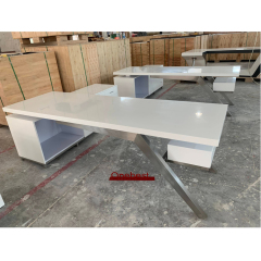 Standard Size Modern Design Marble Office Desk With Stainless Steel Base