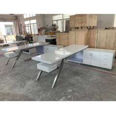 Standard Size Modern Design Marble Office Desk With Stainless Steel Base