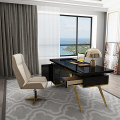 Fashion Furniture Light Luxury Office Table Small Black Gold Office Desk