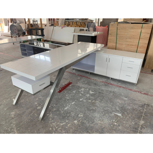Standard Size Modern Design Marble Office Desk With Stainless Steel Base