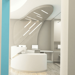 Bespoke Size Solid Surface Round Reception Desk Led Dental Counter