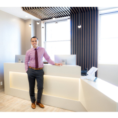 Good Price Luxury Design Clinic Furniture Led White Dental Reception Desk