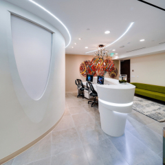 Curved Shape Led Corian Furniture Modern Design Clinic Hospital Reception Desk