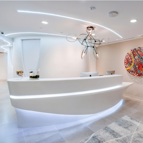 Curved Shape Led Corian Furniture Modern Design Clinic Hospital Reception Desk