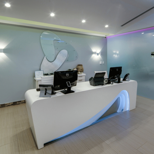 Display Case Beauty Salon Counter I Shape Computer Desk Reception