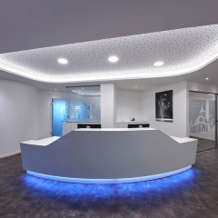 LED Reception Desk Modern Office Furniture Round Front Stone Counter
