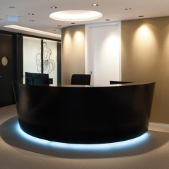 Black Stone Circular Reception Desk LED Hairdresser Reception Counter