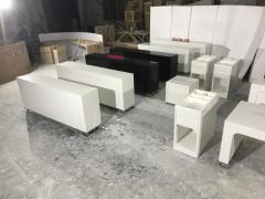 Normal Design U Shape White Office Desk Table with Small Cabinet