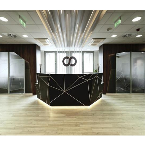 Black Showroom Reception Counter LED Cosmetic Reception Desk