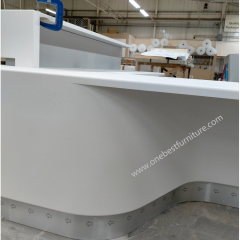 White Stone Adjustable Height Reception Desk Light Up Bar Reception Counter