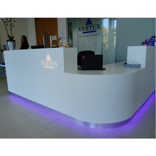 White Stone Adjustable Height Reception Desk Light Up Bar Reception Counter