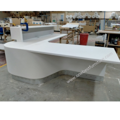 White Stone Adjustable Height Reception Desk Light Up Bar Reception Counter