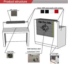Lowest Cost Small Cash Counter Led Reception Desk Nail Salon