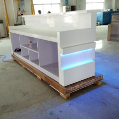 2 Person Reception Desk Led Solid Surface Kintop Furniture Reception Desk