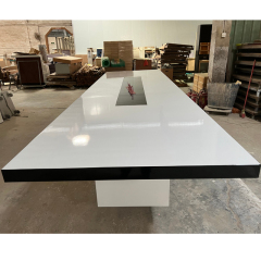 White and Black Corian Multimedia Conference Table Standard Size