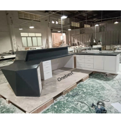 Semi Circle Reception Desk Grey Corian Stone Reception Counter Table