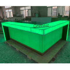 L Shape Glass Pattern Countertops Led Disco Bar Counter