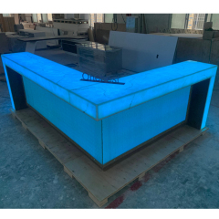 L Shape Glass Pattern Countertops Led Disco Bar Counter