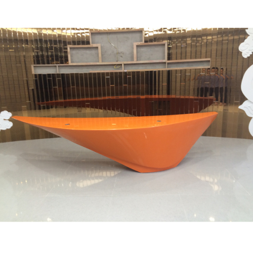 Orange Color Corian Stone Curved Screen Reception Desk Furniture